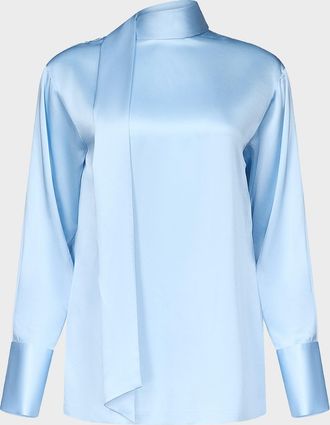 Diane Von Fürstenberg x Henry Zankov Eldridge Oversized Tie-Neck Silk Top