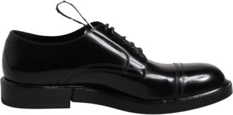 Dolce & Gabbana Black Patent Leather Derby Lace Up Formal Dress Mens Shoes