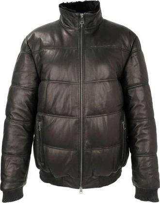 Sergio Moretti Sm-101 Leren Jas - Heren - Gewatteerde jassen - Zwart - M - Leer - Jassen