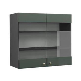 Vicco Armario de cocina con vidrio Fame-Line, Verde dorado Casa de campo, 80 cm