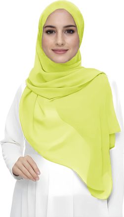 Lina & Lily Premium Chiffon Hijab Head Scarf Shawl Wrap for Muslim Women Lightweight (Neon Green)