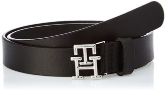Tommy Hilfiger Womens TH Logo 2.5 Leather Belt, Black (Black), 37.4 inches