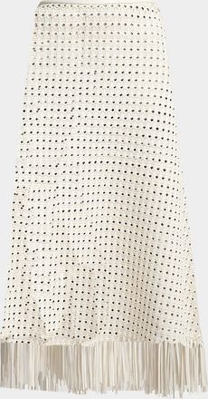 Gabriela Hearst Bennie Woven Leather Midi Skirt