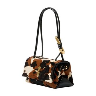 Marc Jacobs Womens Patchwork Calf Hair Shoulder Bag Multicolor Calfskin
