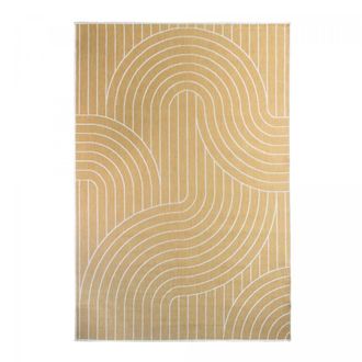 Un amour de tapis Alfombra de terraza exterior kilim reversible amarillo y crema 120x170