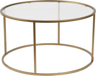 Dmora Mesa De Caf&eacute; Guidi, Mesa De Centro Baja, Revistero Para Sof&aacute;, Estante De La Sala De Estar, 80x80 H43 Cm, Oro Y Transparente - Dmora