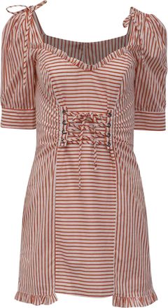 For Love & Lemons For Love and Lemons Selma Striped Mini Dress in Orange Cotton
