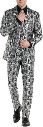 OppoSuits Silver Snake Slim Fit Two-Piece Suit & Tie Set at Nordstrom, Size 44 Regular