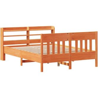vidaXL Estructura De Cama Sin Colch&oacute;n Madera Maciza Marr&oacute;n 135x190 Cm Vidaxl