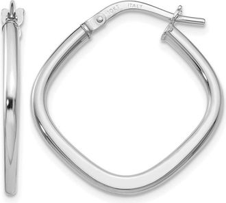 Diamond2Deal 10K White Gold Square Shape Hoop Earrings