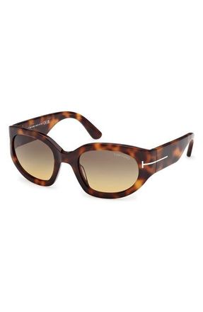 Tom Ford Arizona 53mm Gradient Rectangular Sunglasses in Classic Havana /Smoke Amber at Nordstrom