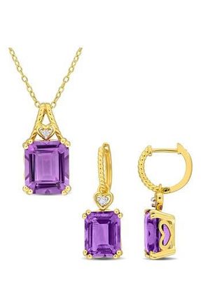 Delmar Amethyst & White Topaz Earrings & Necklace Set in Purple at Nordstrom Rack