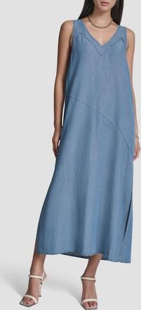 DKNY Sleeveless Chambray Midi Dress in Stream at Nordstrom, Size Xx-Small