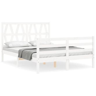 Berkfield Home Bed Frame with Headboard White 120x200 cm Solid Wood