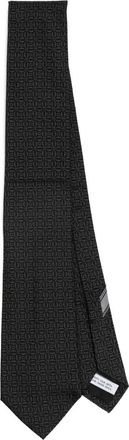 Ferragamo Cravatta in seta con stampa Gancini - Nero