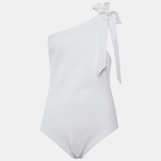 Zimmermann White Synthetic Bow Detail One Shoulder Zinnia One Piece Swimsuit