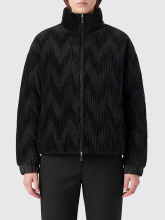 Emporio Armani Cropped Padded Bomber Jacket with Pleated Chevron Pattern