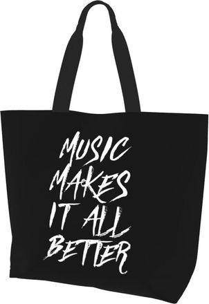AOOEDM Music Makes It All Better Ladies Canvas Tote Reusable Shopping Bag