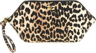 Ganni Bou Make Up Pouch - Dames - Toilettassen - Bruin - ONE Size - Polyester - Tassen