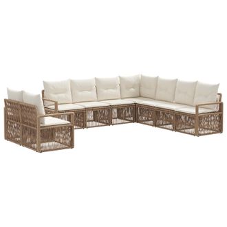 vidaXL Conjunto De Sof&aacute;s De Jard&iacute;n 9 Pcs Beige Rat&aacute;n Sint&eacute;tico Vidaxl