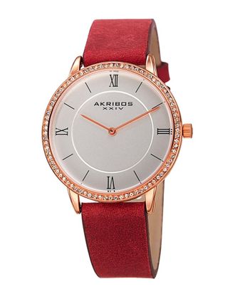 Akribos XXIV Akribos Xxiv Womens Swarovski Leather Watch