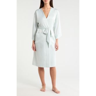 Nordstrom Satin Robe in Teal Steam Alhambra Geo at Nordstrom, Size X-Large