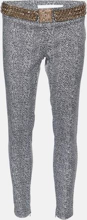 Elisabetta Franchi Gold Monochrome Chevron Nylon Blend Jeggings