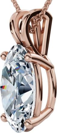 Pompeii3 Oval Solitaire Diamond 4-Prong Pendant 14k Gold 18 Necklace Lab Grown