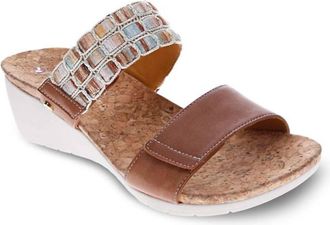Revere Comfort Shoes Womens Sorrento Wedge Sandal In Cognac