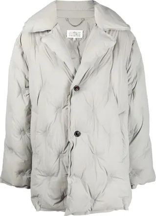 Maison Margiela single-breasted padded coat - men - Polyester/Polyamide/Polyamide - 36 - Grey