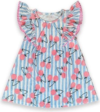 Miki Miette Ruffle Dress in Blue Stripe at Nordstrom, Size 12-18M