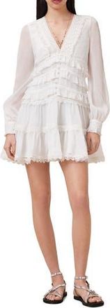 AllSaints Zora Long Sleeve Tiered Dress in White at Nordstrom Rack, Size 10 Us / 14 Uk