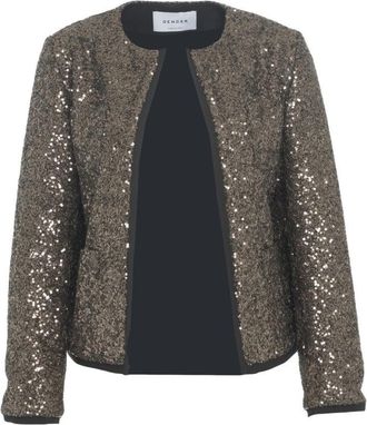 Gender Sequined Gray Jacket With Round Neckline