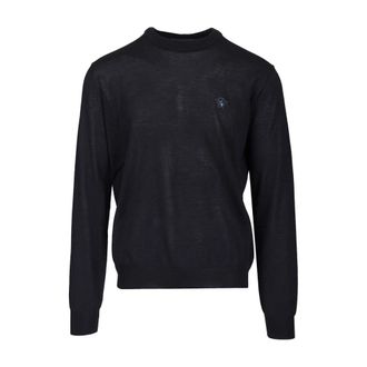 Versace Crew Neck Jumper - male - Versace - Round-neck Knitwear - Blue - 2XL - Knitwear