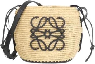 Loewe Pre-owned Bucket Bags, female, Beige, Size: ONE SIZE Pre-owned Beehive Basket Bag Raffia Calf Shoulder Bag
