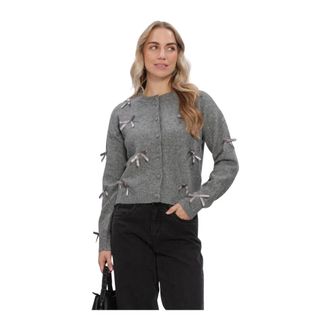 Y.A.S Y.a.s - Yasfrilo LS Bow Knit Cardigan - Dames - Truien - Grijs - Maat: S Wol