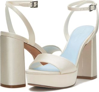 Vince Camuto Pendry Sandal Womens Milk Leather Ankle Strap Block Heel HAM706
