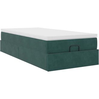 vidaXL Estructura De Cama Otomana Con Colch&oacute;n Terciopelo Verde Oscuro Vidaxl