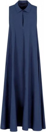 Emporio Armani Poplin uitlopende lange jurk - Dames - Maxi kleedjes - Blauw - 2XL - Katoen - Kleedjes
