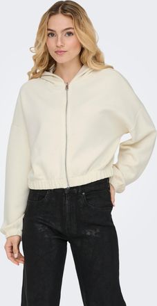 Only Kapuzensweatshirt ONLY ONLSCARLETT LS ELASTIC ZIP HOOD SWT NOOS, Damen, Gr. XL, birch, Sweatware, Obermaterial: 60% Polyester, 40% Viskose, unifarben,