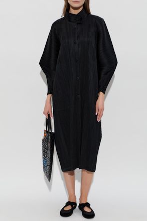 Pleats Please Issey Miyake Pleated Coat, Womens, Black