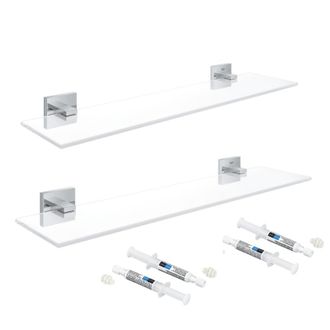 GROHE Juego De 2 Estantes Grohe Start Cube 53 Cm Cromados + 2 Grohe Quickglue A2 Para Acceso Con Dos Placas De Fijaci&oacute;n