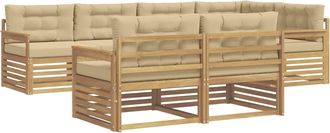 vidaXL Conjunto De Sof&aacute;s De Exterior 7 Uds. Y Beige Poli&eacute;ster Vidaxl