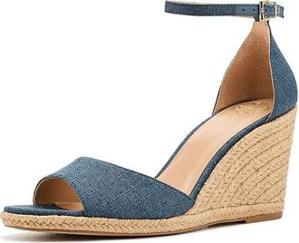 Vince Camuto Felyn Espadrille Wedge Womens Wedge Shoes Denim Blue : 6.5 M, Leather