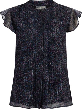 Dreimaster Dreimaster Blouseshirt met ruchemouwen Dames Zwarte bloemenprint