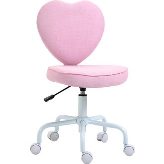 HOMCOM Homcom - Sedia a Forma di Cuore per Scrivania Cameretta con 5 Rotelle Girevoli
