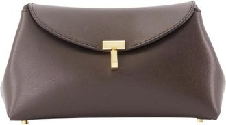 Toteme Tassen, Dames, Bruin, ONE Size, Leer, Mini T-Lock Clutch
