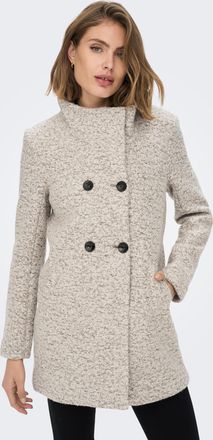 Only Langjacke ONLY ONLNEWSOPHIA WOOL COAT OTW CC, Damen, Gr. XL, moonbeam detail:melange, Web, Obermaterial: 70% Polyester, 30% Wolle, meliert, regular fi