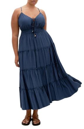 City Chic Aiza Midi Sundress in Petrol at Nordstrom, Size Xxxs