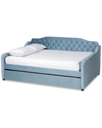 Baxton Studio Dnu Baxton Studio Freda Transitional & Contemporary Upholstered & Button Tufted Full Daybed W/Trundle